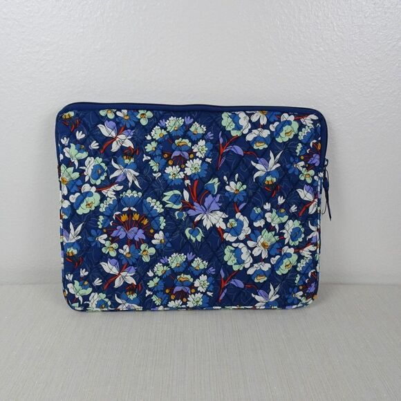 VERA BRADLEY Laptop Sleeve Case Factory Style FLORAL BURSTS Floral Blue NWT $59 - Picture 4 of 7